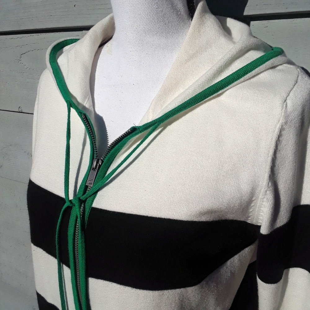 Two by Vince Camuto zip hooded stripe swea… - Picture 2 of 6